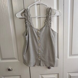 A New Approach black white ruffle strap‎ tank top size small